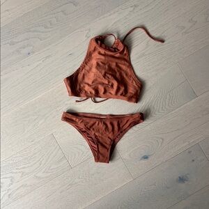 Forever 21 High-Neck Bikini Set in Rust
